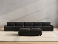 7 Piece Grey Linen Precision Adjust Sofa Sets 5 Seater with 2 Ottomans 5
