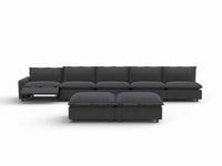 7 Piece Grey Linen Stop Any Angle Sofa Sets 5 Seater with 2 Ottomans 2