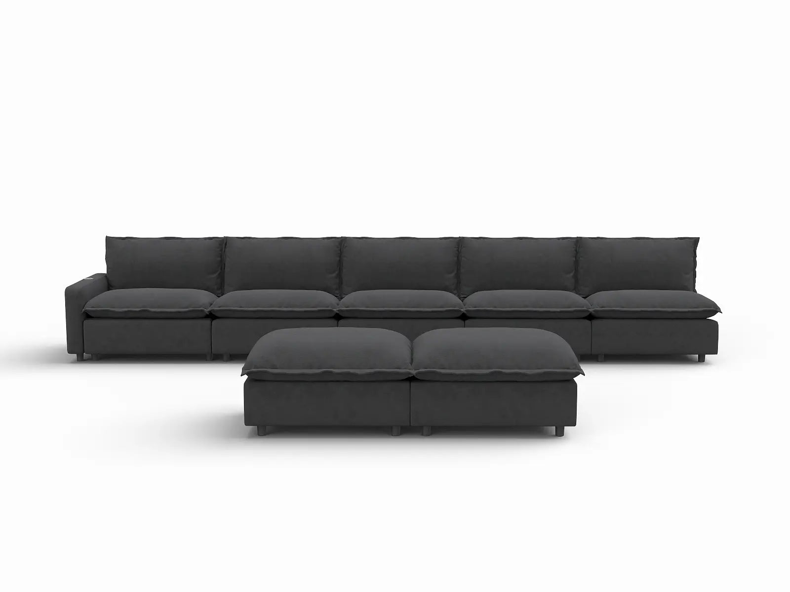 7 Piece Grey Linen Stop Any Angle Sofa Sets 5 Seater with 2 Ottomans 3