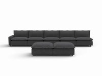7 Piece Grey Linen Stop Any Angle Sofa Sets 5 Seater with 2 Ottomans 3