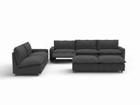 7 Piece Grey Linen VIP Lounge Seat Sofa Sets 5 Seater with 2 Ottomans 3