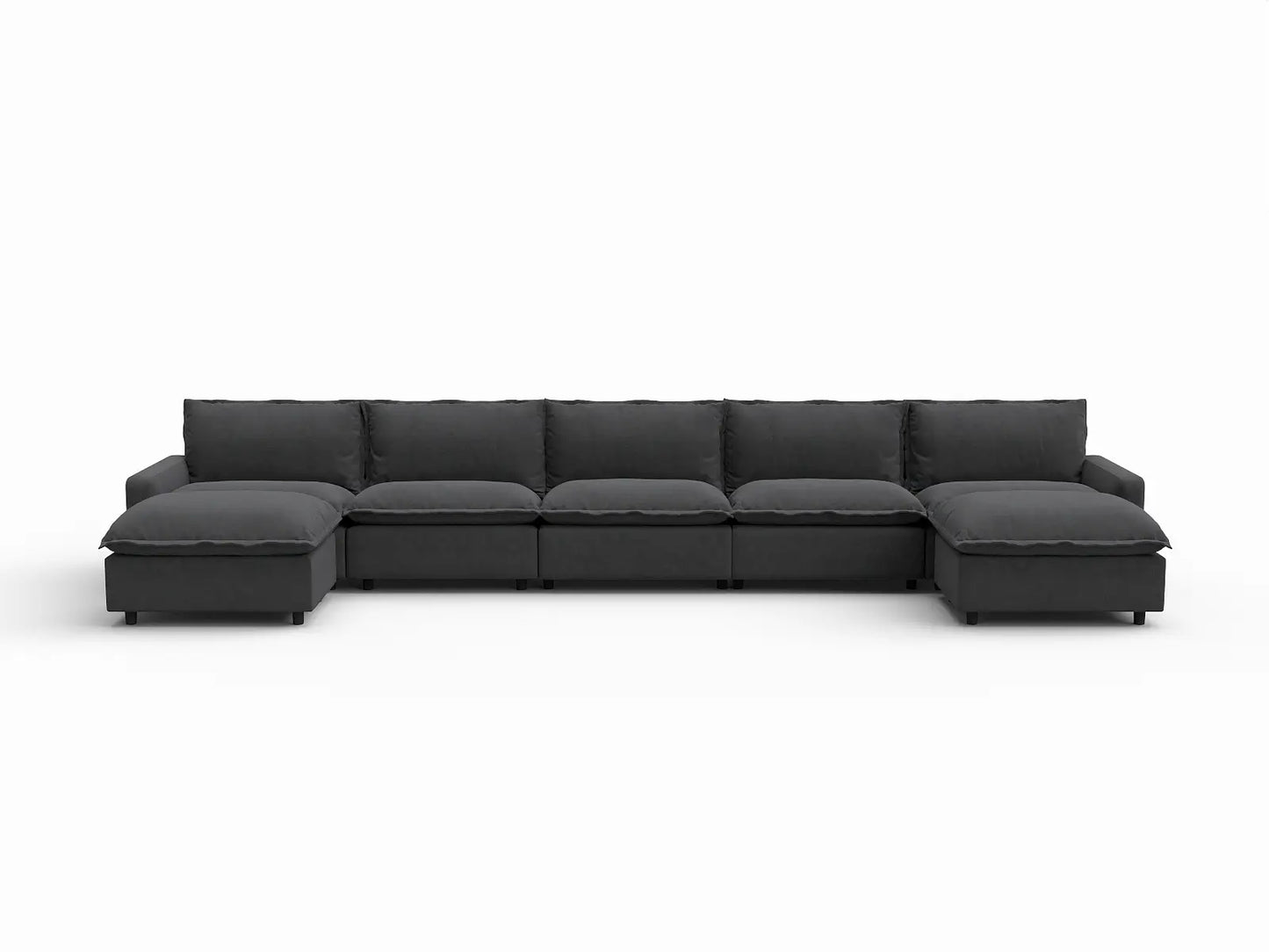 7 Piece Grey Linen Work Or Nap U Shaped Sectionals 5 Seater with 2 Ottomans 2