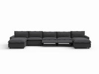 7 Piece Grey Linen Work Or Nap U Shaped Sectionals 5 Seater with 2 Ottomans 3