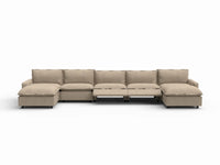 7 Piece Khaki Linen Deep Relaxation U Shaped Sectionals 5 Seater with 2 Ottomans 3