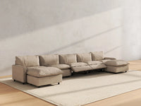 7 Piece Khaki Linen Deep Relaxation U Shaped Sectionals 5 Seater with 2 Ottomans 6