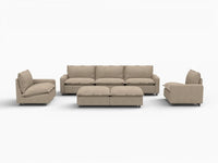 7 Piece Khaki Linen Everyone Reclines Sofa Sets 5 Seater with 2 Ottomans 3