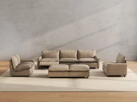 7 Piece Khaki Linen Everyone Reclines Sofa Sets 5 Seater with 2 Ottomans 4