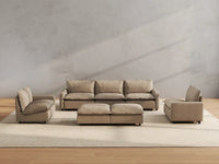 7 Piece Khaki Linen Everyone Reclines Sofa Sets 5 Seater with 2 Ottomans 5