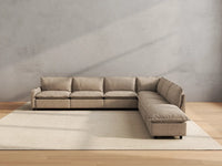 Modular Cero Reclining Sectionals | 7-Piece Khaki Linen Grand Estate V-Shaped Sectionals 6-Seater with 1-Ottoman