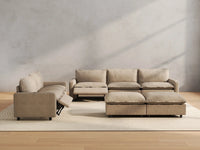 7 Piece Khaki Linen Heated Seats Sofa Sets 5 Seater with 2 Ottomans 4