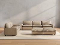 7 Piece Khaki Linen Heated Seats Sofa Sets 5 Seater with 2 Ottomans 5