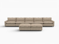 7 Piece Khaki Linen Movie Night Best Sofa Sets 5 Seater with 2 Ottomans 2