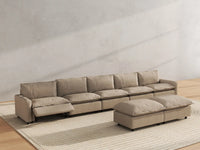 7 Piece Khaki Linen Movie Night Best Sofa Sets 5 Seater with 2 Ottomans 6
