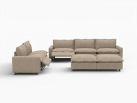 7 Piece Khaki Linen Quiet Motion Sofa Sets 5 Seater with 2 Ottomans 2