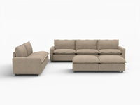 7 Piece Khaki Linen Quiet Motion Sofa Sets 5 Seater with 2 Ottomans 3