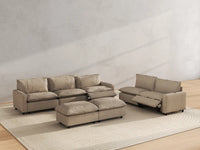 7 Piece Khaki Linen Quiet Motion Sofa Sets 5 Seater with 2 Ottomans 6