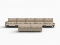 7 Piece Khaki Linen Sit Sleep Play Sofa Sets 5 Seater with 2 Ottomans 2