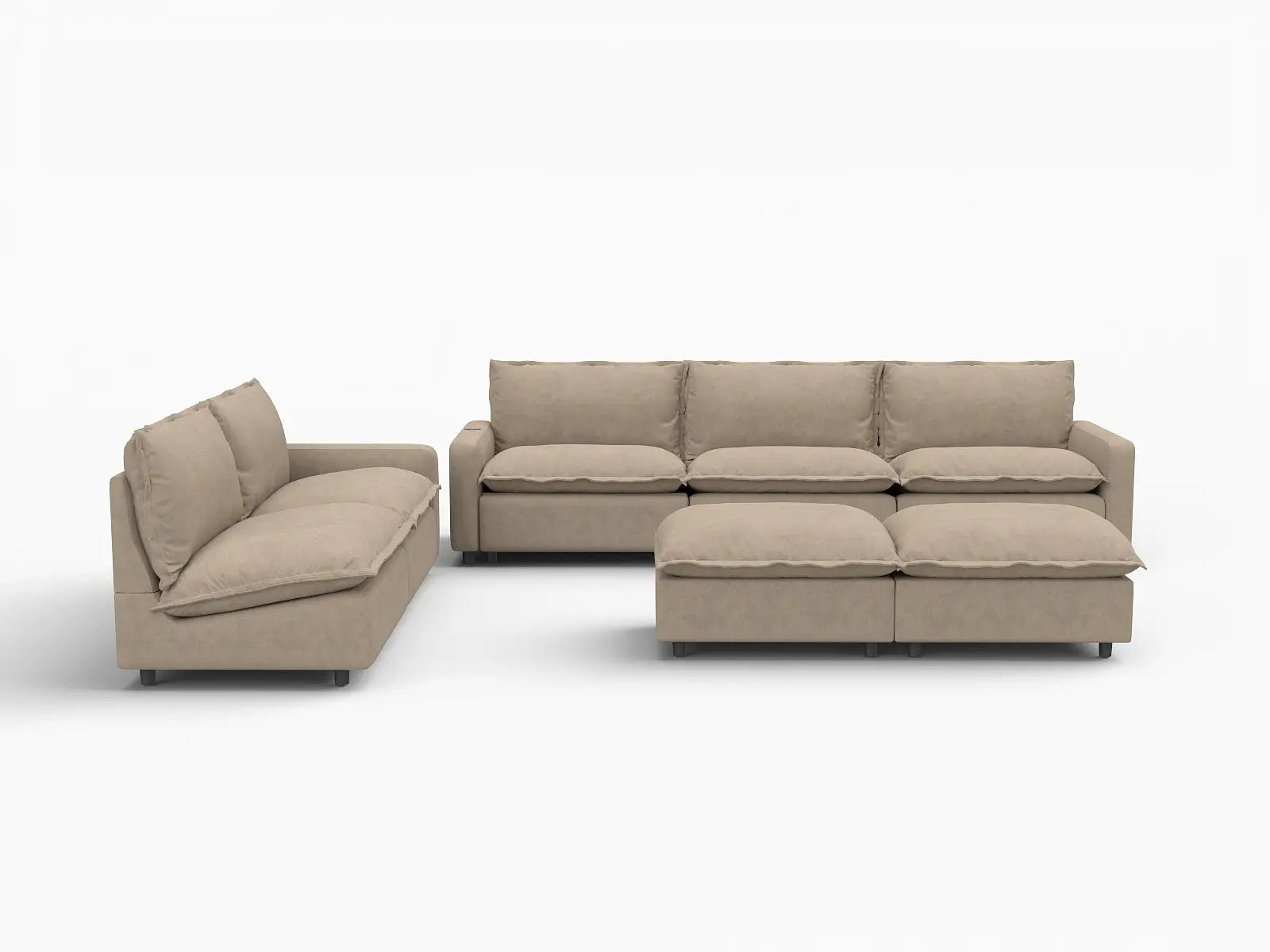 7 Piece Khaki Linen Sit Sleep Play Sofa Sets 5 Seater with 2 Ottomans 2 df45b285 ca32 45e3 b1e1 3b5c9331b61c