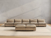 7 Piece Khaki Linen Sit Sleep Play Sofa Sets 5 Seater with 2 Ottomans 5