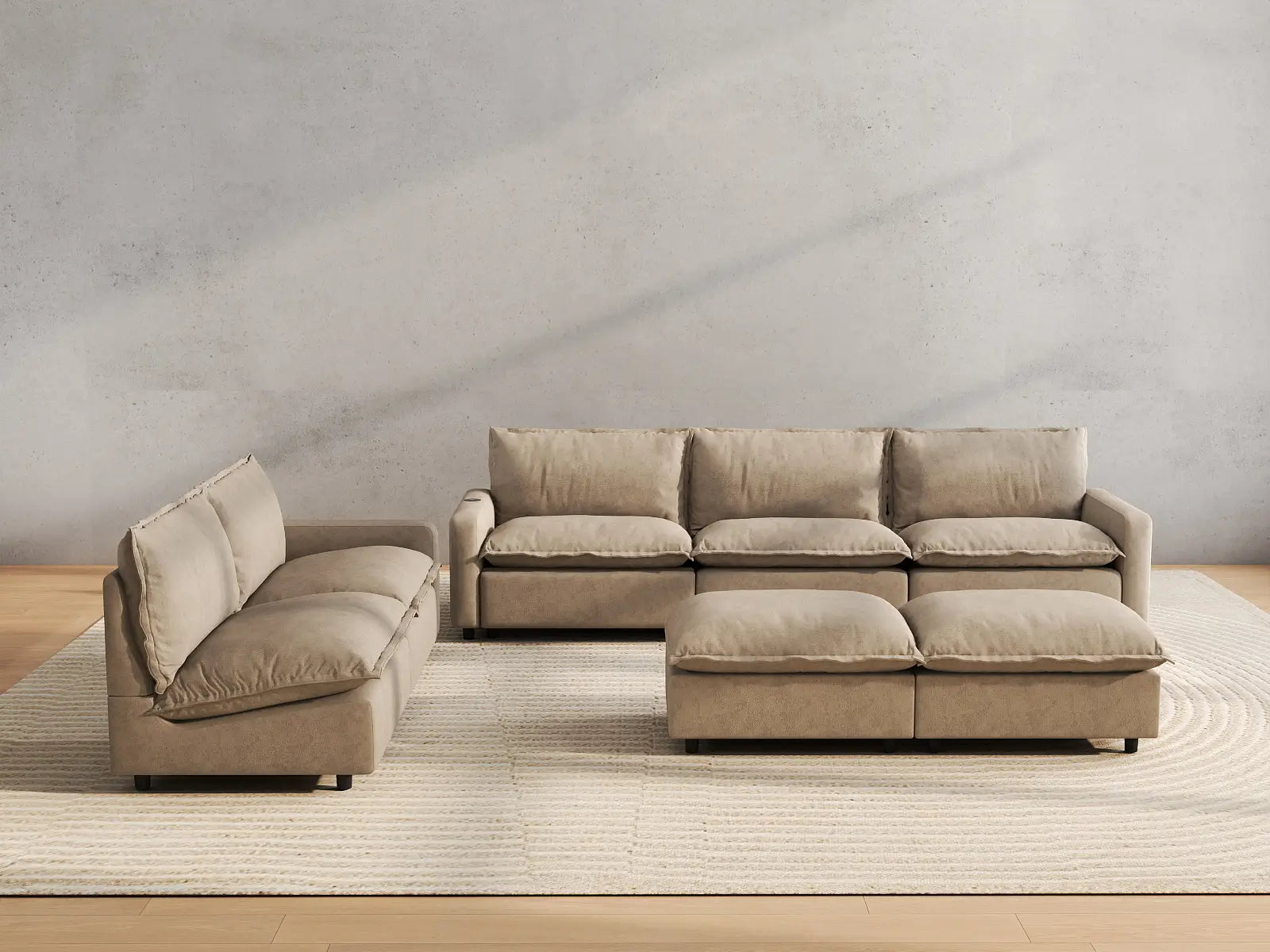 7 Piece Khaki Linen Sit Sleep Play Sofa Sets 5 Seater with 2 Ottomans 5 2fcbd81f 8b91 40c5 b1f9 7da162916683