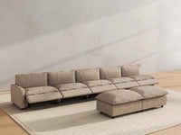7 Piece Khaki Linen Sit Sleep Play Sofa Sets 5 Seater with 2 Ottomans 6