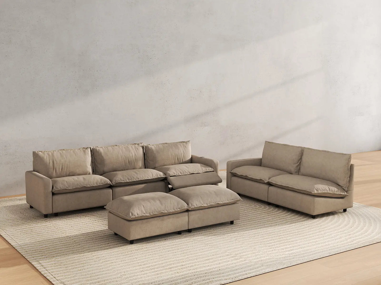 7 Piece Khaki Linen Sit Sleep Play Sofa Sets 5 Seater with 2 Ottomans 6 f6fbd558 f7fe 4cf5 b833 c3fe28ee999c