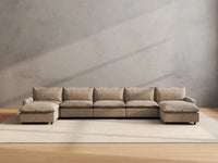 7 Piece Khaki Linen Work Or Nap U Shaped Sectionals 5 Seater with 2 Ottomans 4