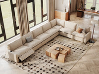 Modular Cero Reclining Sectionals | 7-Piece Beige Linen Grand Estate V-Shaped Sectionals 7-Seater