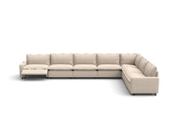 Modular Cero Reclining Sectionals | 7-Piece Beige Linen Grand Estate V-Shaped Sectionals 7-Seater