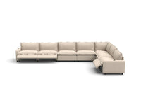 Modular Cero Modern Reclining Sectional | 7-Piece Beige Linen Grand Estate V-Shaped Sectionals 7-Seater