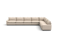 Modular Cero Reclining Sectionals | 7-Piece Beige Linen Grand Estate V-Shaped Sectionals 7-Seater