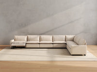 Modular Cero Reclining Sectionals | 7-Piece Beige Linen Grand Estate V-Shaped Sectionals 7-Seater