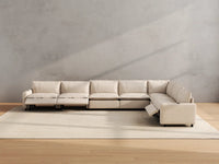 Modular Cero Modern Reclining Sectional | 7-Piece Beige Linen Grand Estate V-Shaped Sectionals 7-Seater