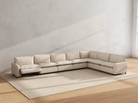 Modular Cero Reclining Sectionals | 7-Piece Beige Linen Grand Estate V-Shaped Sectionals 7-Seater