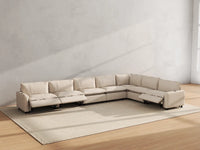 Modular Cero Modern Reclining Sectional | 7-Piece Beige Linen Grand Estate V-Shaped Sectionals 7-Seater