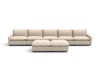 Modular Cero Reclining Sectionals | 7-Piece Beige Linen Large Space Sofa Sets 5-Seater with 2-Ottomans