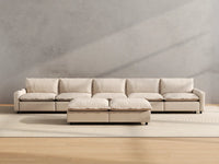 Modular Cero Reclining Sectionals | 7-Piece Beige Linen Large Space Sofa Sets 5-Seater with 2-Ottomans
