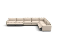 Modular Cero Reclining Sectionals | 7-Piece Beige Linen Large Space V-Shaped Sectionals 7-Seater