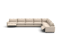 Modular Cero Recliner Sectional Couch | 7-Piece Beige Linen Large Space V-Shaped Sectionals 7-Seater