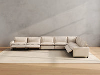 Modular Cero Reclining Sectionals | 7-Piece Beige Linen Large Space V-Shaped Sectionals 7-Seater