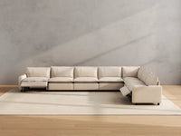 Modular Cero Recliner Sectional Couch | 7-Piece Beige Linen Large Space V-Shaped Sectionals 7-Seater