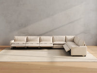 Modular Cero Reclining Sectionals | 7-Piece Beige Linen Large Space V-Shaped Sectionals 7-Seater