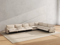 Modular Cero Reclining Sectionals | 7-Piece Beige Linen Large Space V-Shaped Sectionals 7-Seater