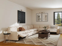 Modular Cero Recliner Sectional Couch | 7-Piece Beige Linen Large Space V-Shaped Sectionals 7-Seater