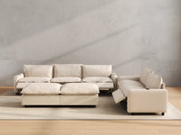 Modular Cero Reclining Sectionals | 7-Piece Beige Linen Open Plan Sofa Sets 5-Seater with 2-Ottomans