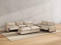 Modular Cero Reclining Sectionals | 7-Piece Beige Linen Open Plan Sofa Sets 5-Seater with 2-Ottomans