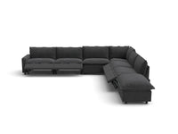 Modular Cero Recliner Sectional with Chaise | 7-Piece Grey Linen Grand Estate V-Shaped Sectionals 6-Seater with 1-Ottoman
