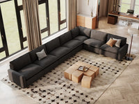 Modular Cero Modular Sectionals | 7-Piece Grey Linen Grand Estate V-Shaped Sectionals 7-Seater