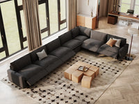 Modular Cero Reclining Sectionals | 7-Piece Grey Linen Grand Estate V-Shaped Sectionals 7-Seater