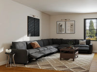 Modular Cero Reclining Sectionals | 7-Piece Grey Linen Grand Estate V-Shaped Sectionals 7-Seater